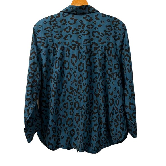 Chicos Teal & Black Leopard Print Button-Up Shirt Size 14 women shirt - Picture 12 of 12